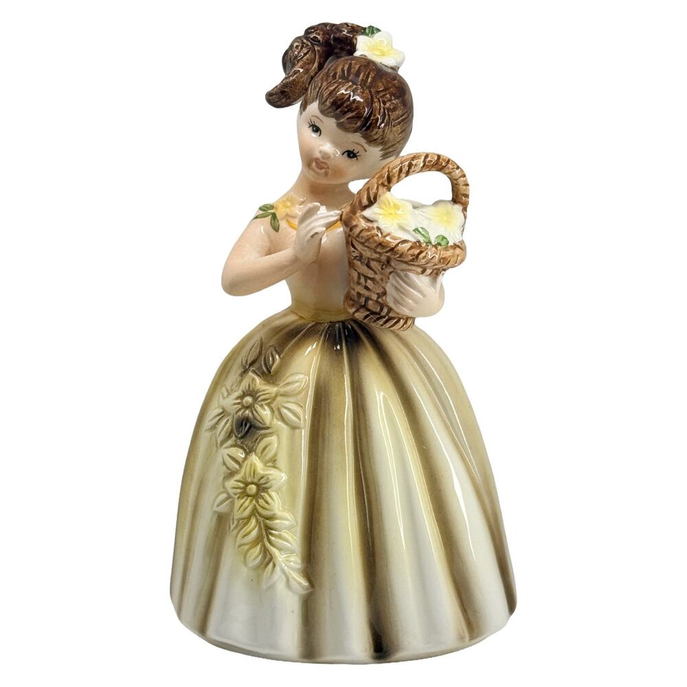 1950s Enesco E-4088 Girl Flower Basket Ceramic Planter Japan Vintage